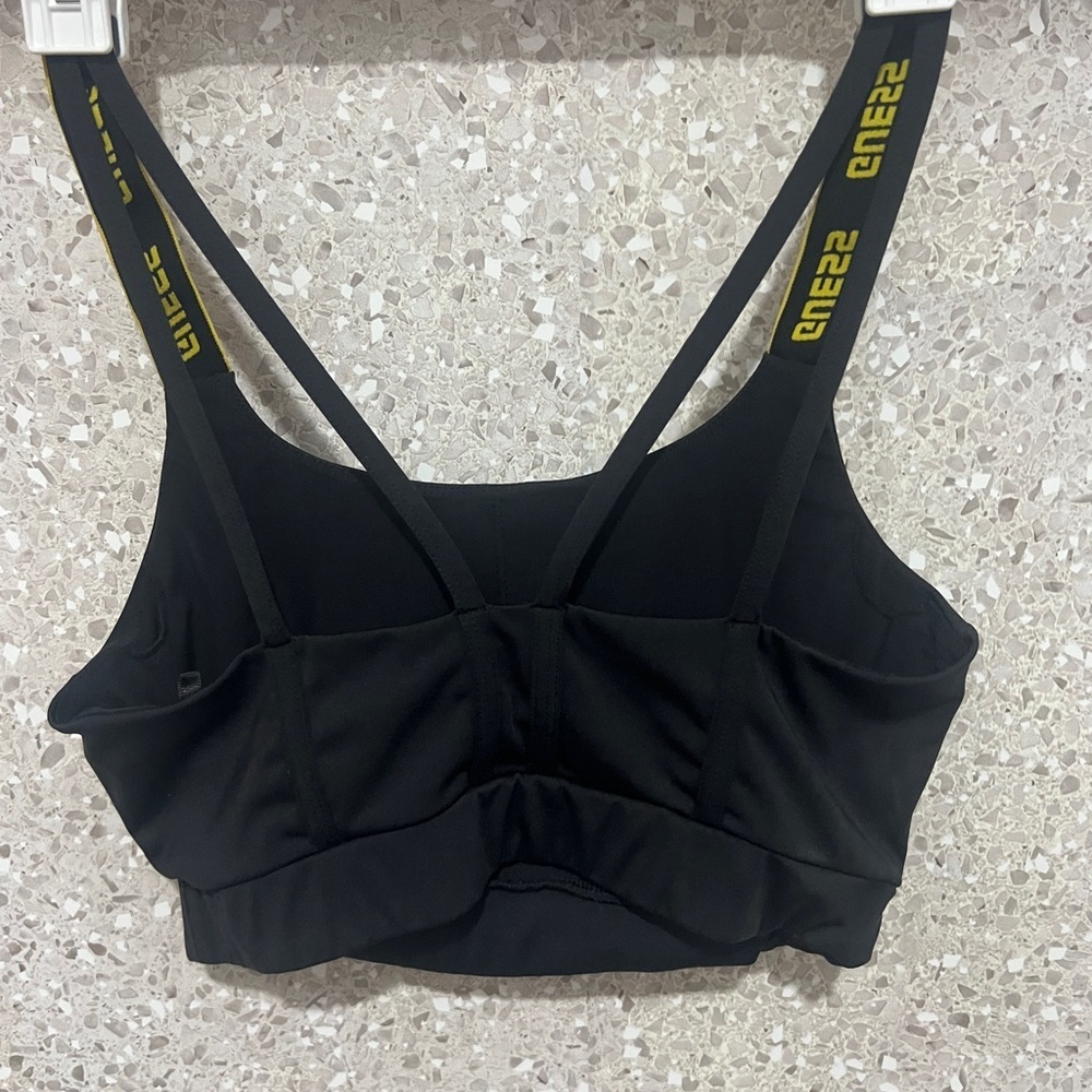 Guess Black and Yellow Sports Bra with Adjustable Straps - Picture 3 of 7